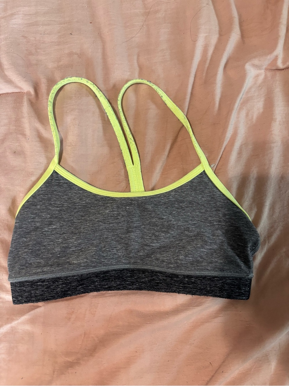Lululemon Gray & Yellow Seamless Sports Bra - Women small
